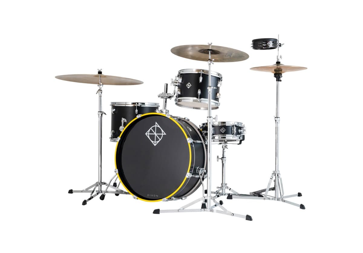 Dixon Podl520Bk1 - Shell Kit - Finitura Gloss Black W/Yellow And Black Bass Hoops
